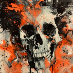 Wall Mural - Macabre Halloween Abstract with Menacing Accents