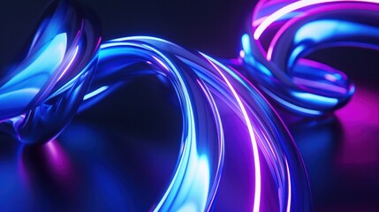 Wall Mural - abstract neon light swirls in blue and purple - futuristic and dynamic glowing lines for technology,