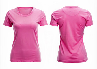 Canvas Print - Mockup of a Blank Pink Female T-Shirt