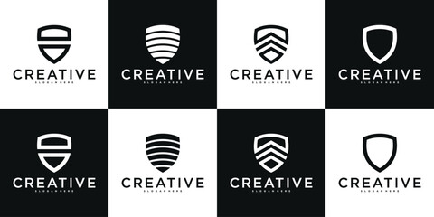 Wall Mural - Set of shield logo designs with creative concept. Premium Vector