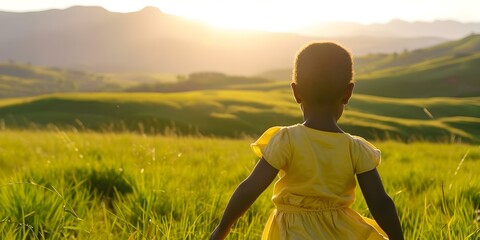 Celebrating International Day of the African Child with a Vibrant Image of a Lush African Landscape. Concept African Child, International Day, Landscape, Vibrant Image, Celebration