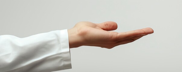 An open human hand, palm up, extended in an offering gesture, isolated against a neutral background, symbolizing giving, generosity, and readiness to help others.