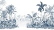 © Javid - Landscape photograph in black and white. Jungle or forest nature background and mural wallpaper. High quality AI generated image