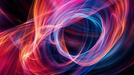 Abstract digital artwork featuring swirling light in vibrant colors
