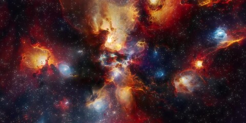 Wall Mural - journey to far uncharted space, flying through beautiful nebulae