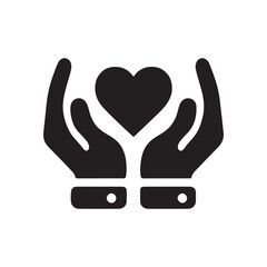 Heart vector icon, hand symbol. Simple, flat design for web or mobile app