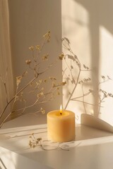 Wall Mural - Memorial Day with a candle burning brightly in remembrance against a simple neutral backdrop.