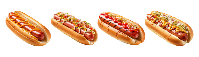 Poster - French hot dog collection isolated on transparent background