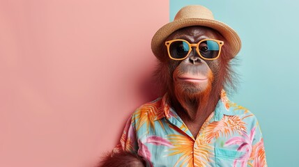 Orangutan in Sunglasses and a Hawaiian Shirt