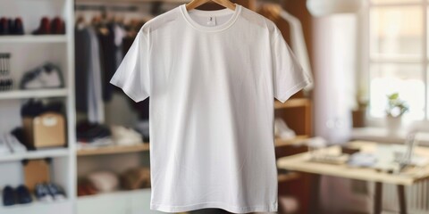 T-shirt Template. Mens Clothing Mock Up with White T-shirt.