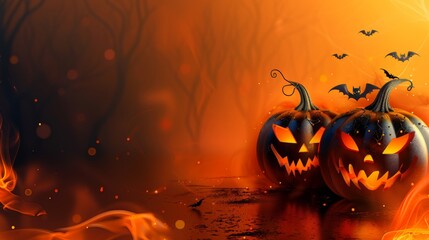 Abstract Halloween Background with Clean Pumpkin Designs