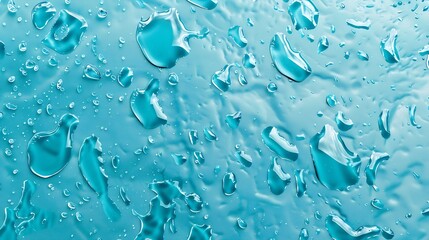 Wall Mural - Beautiful blue background with splashes large and small drops of water flat lay closeup Texture concept backgrounds wallpapers : Generative AI