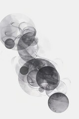 Wall Mural - abstract minimalistic vector art, white background, simple shapes, circles, smoke