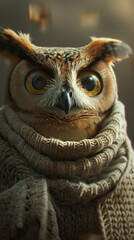 Wall Mural - Majestic Close-Up Portrait of Owl with Intense Gaze