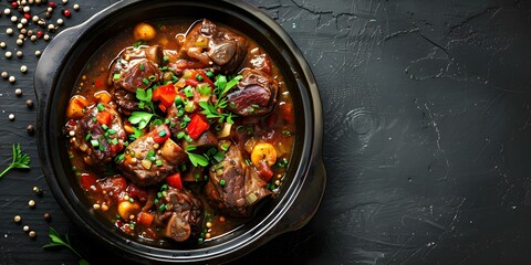 Canvas Print - Coda alla Vaccinara A Classic Italian Oxtail Stew. Concept Italian Cuisine, Oxtail Stew Recipe, Traditional Cooking, Roman Delicacy