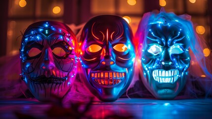 Sinister Halloween Masks in Glamorous Lighting