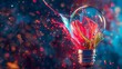 © gustav - Energetic paint splashes crafting a lightbulb created by ai