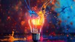 © gustav - Energetic paint splashes crafting a lightbulb created by ai
