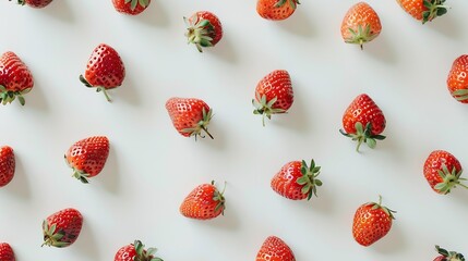 Wall Mural - Strawberries on white background Fresh strawberries close up : Generative AI