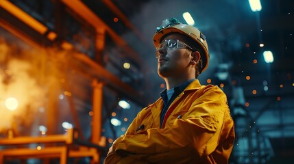 Fototapete - Professional men engineer worker skills quality maintenance training industry factory worker  warehouse Workshop for factory operators mechanical engineering team production : Generative AI