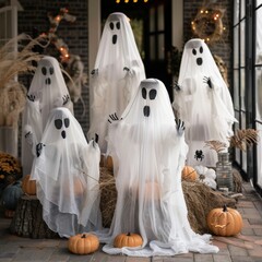 Wall Mural - Assortment of Ghost Decorations for Halloween