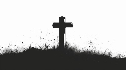 Clean and simple illustration of a memorial cross.