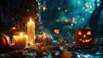 Poster - Halloween Night with Candles Layout Background