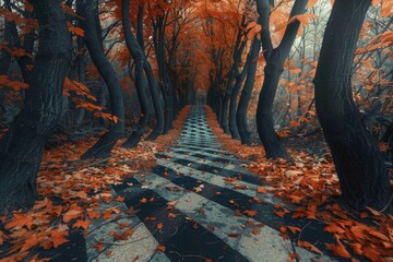 Wall Mural - Optical Illusion with Creepy Halloween Path