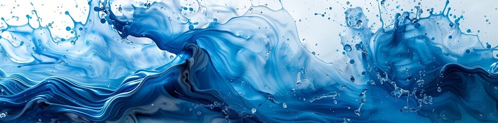 Abstract blue water splash background isolated on white background. Banner design with water concept