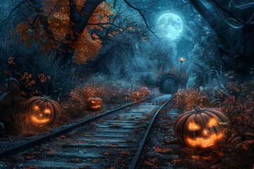 Canvas Print - Spooky Halloween Pathway Layout Background