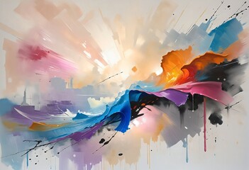 Wall Mural - abstract watercolor background with splashes