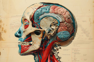 Poster - A detailed anatomical drawing, illustrating the human body's complexity. Concept of biology and education. Generative Ai.