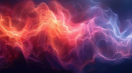 Wall Mural - An abstract representation of vibrant waves of light in luminescent reds and blues, creating a dynamic and fluid visual effect, evoking feelings of energy and excitement.