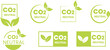 © Riley - CO2 neutral sticker, label, badge and logo. Ecology icon. Logo template with green leaves for organic and eco friendly produckts. Vector illustration