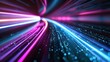© JP STUDIO LAB - Abstract high-speed data transfer with ultra-fast broadband, digital cyber tech motion, luminous connections, neon pathways, and futuristic tech grid, vibrant colors and dynamic flow