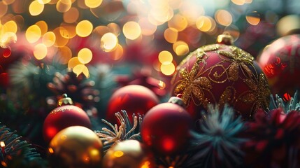 Poster - Festive holiday decorations with selective focus