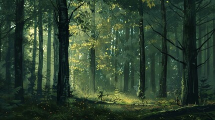 Wall Mural - morning in the forest