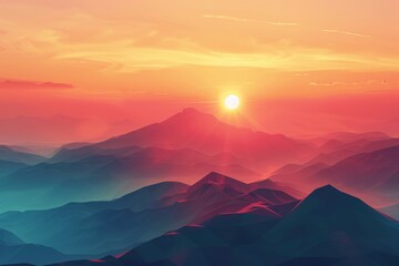 Wall Mural - Abstract Mountain Sunset