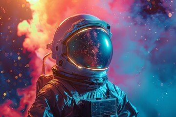 Astronaut in Cosmic Nebula