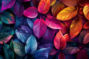 Sticker - Colorful Gradient Leaves Background