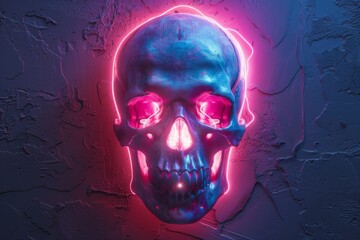 Canvas Print - Neon Skull Art