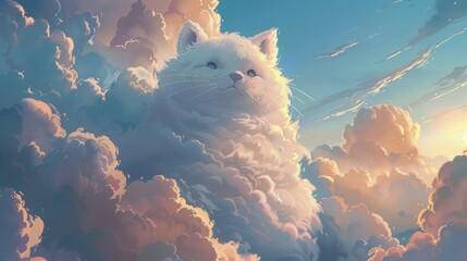 Wall Mural - cat on the sky