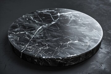 Poster - Round black marble slab