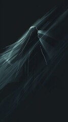 A mysterious figure with a tragic past shrouded in mystery. ,Dark Color light ,vectorline design , illustration , Mobile Wallpaper