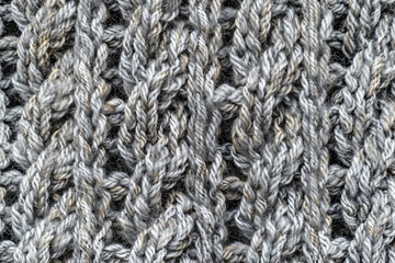 Wall Mural - A knitted sweater with a pattern of gray and brown yarn