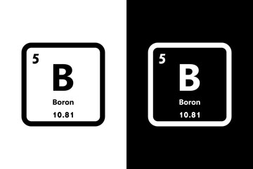 Boron, B, chemical periodic element icon. The chemical element of the periodic table. Sign with atomic number. Boron element