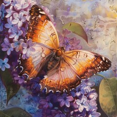 Poster - A butterfly is perched on a purple flower