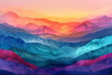Colorful Layered Mountain Sunset