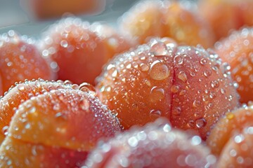 Wall Mural - Close-up of Fresh Peaches with Water Droplets