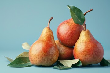 Wall Mural - Red Pears on Blue Background